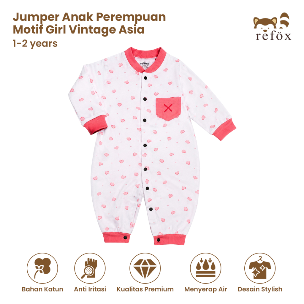 (1-2 Tahun) Refox - Jumper Anak Perempuan  Motif Girl Vintage