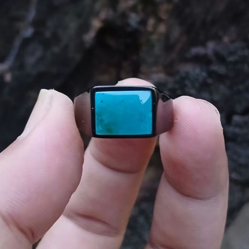 Natural Cincin Akik Bacan Doko Majiko Biru Kotak Simple Elegan Kantoran