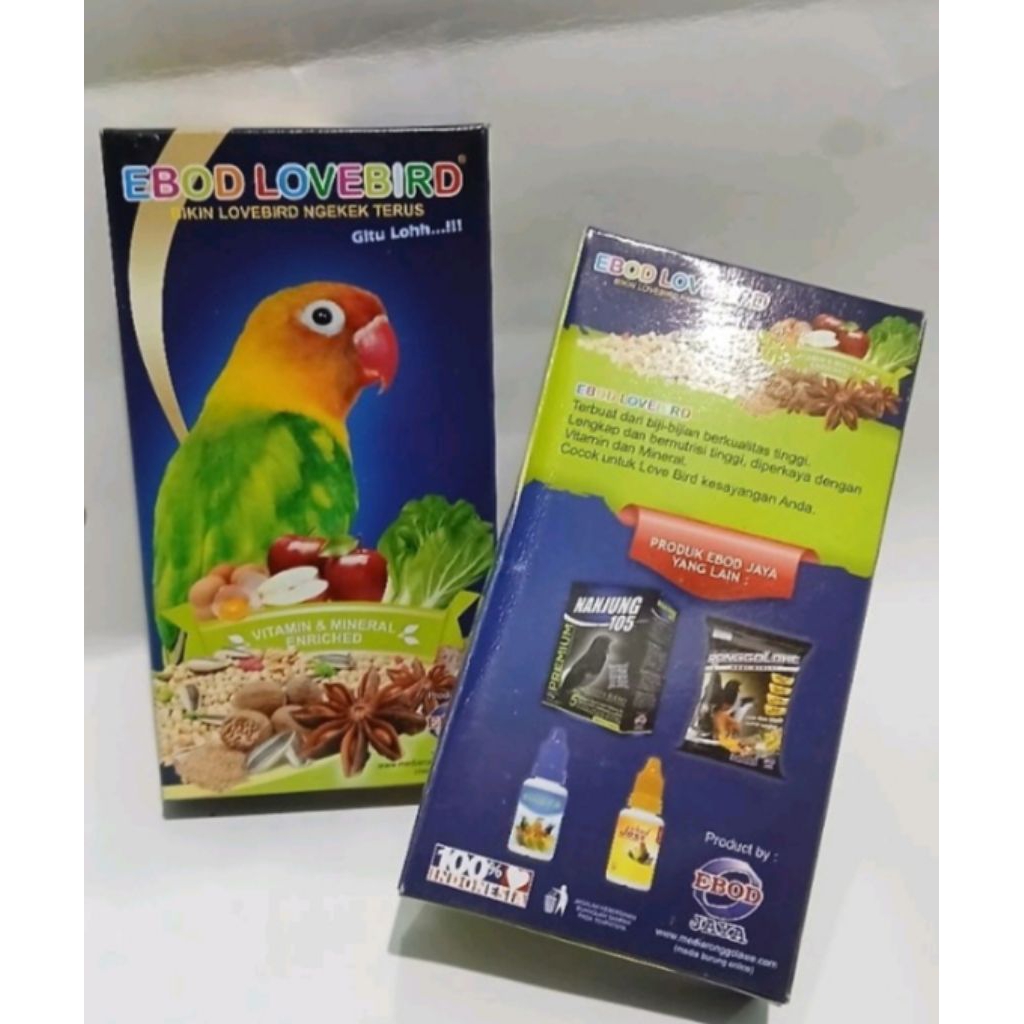 Pakan Ebod Lovebird Dus makanan burung Lovebird  campur ebodjaya 250gr