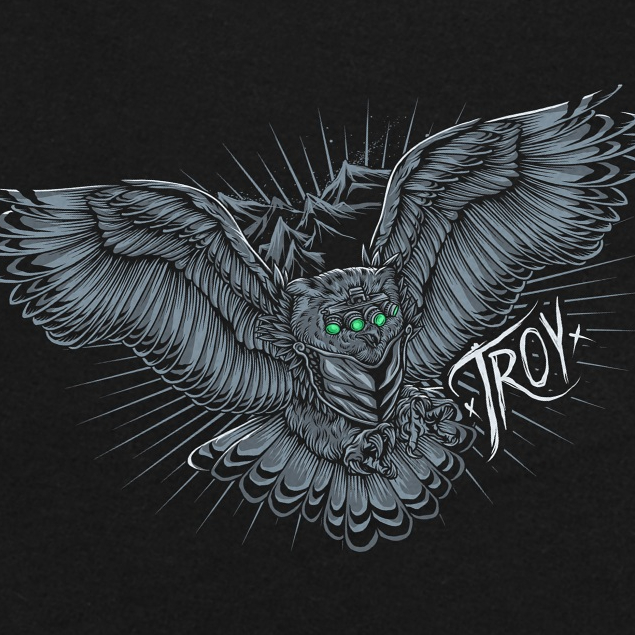 Troy Company Tshirt Black Owl Lamp - Kaos Pria Lengan Pendek Hitam MTD 3530