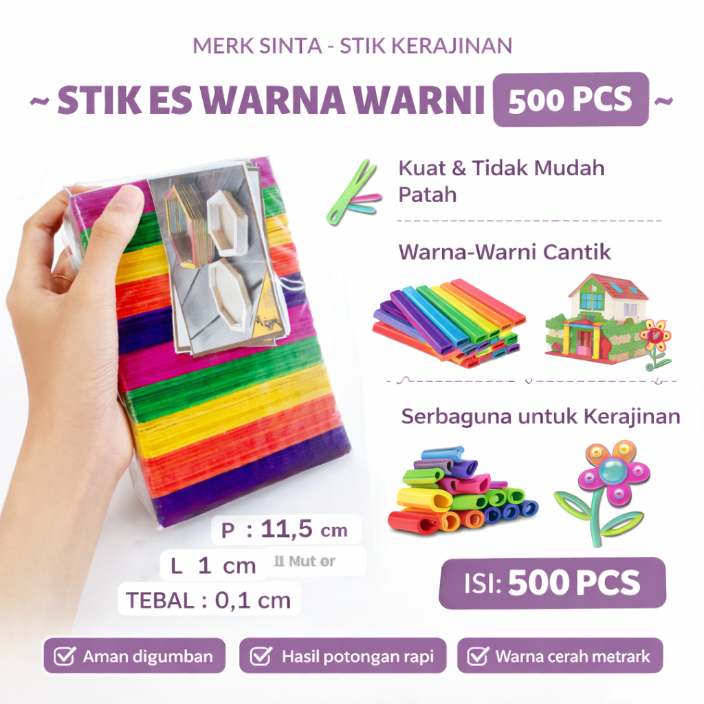 Jual Stik Kayu Es Krim - Stik Es Krim Warna Murah - Agen Stik Es Krim