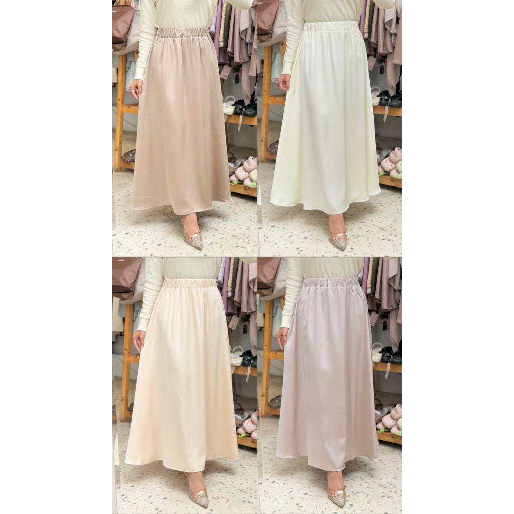 Want It | Rok Satin Silk Polos Payung