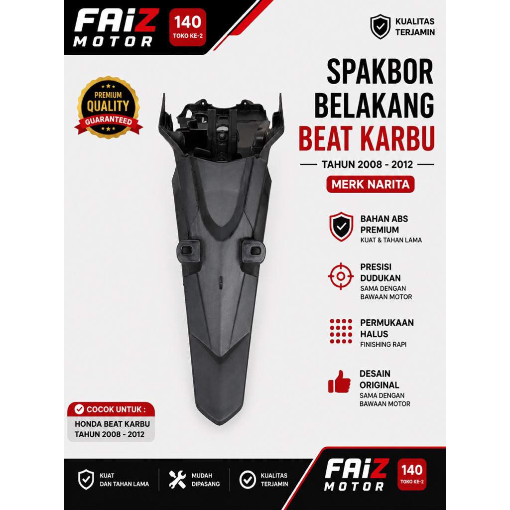 Spakbor Belakang Beat Karbu 2008 2012 Narita Hugger Fender Belakang Beat Karbu Cover Kolong Roda