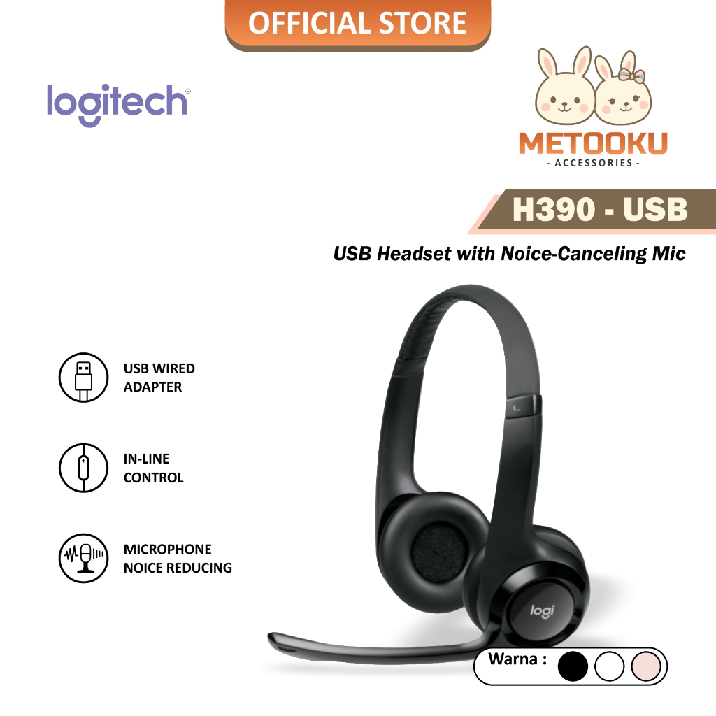 Logitech Headset H390 earphone mic noise cancelling