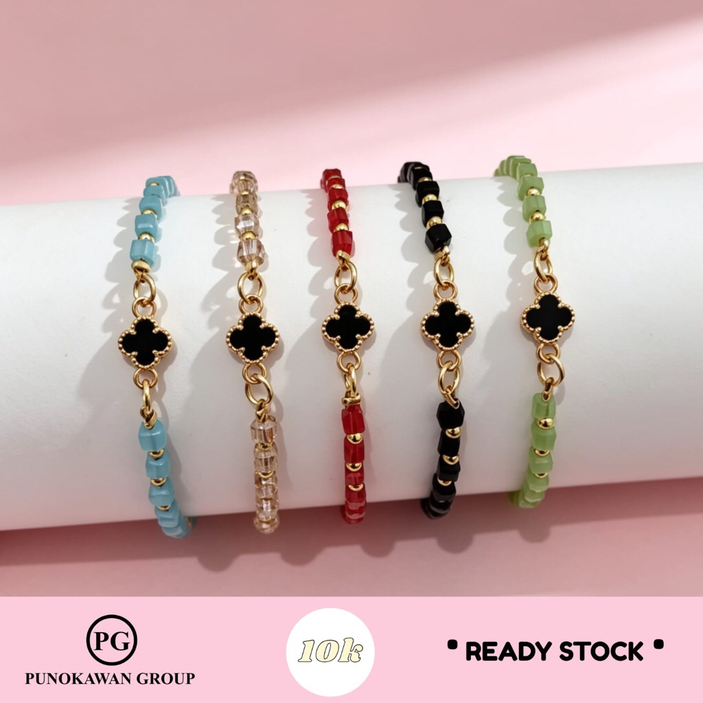 GELANG TALI VARIASI EMAS BUNGA HITAM