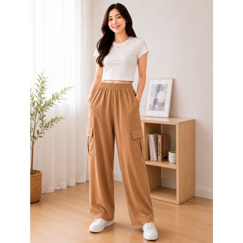 Celana Cargo kekinian fyp ootd hijab casual