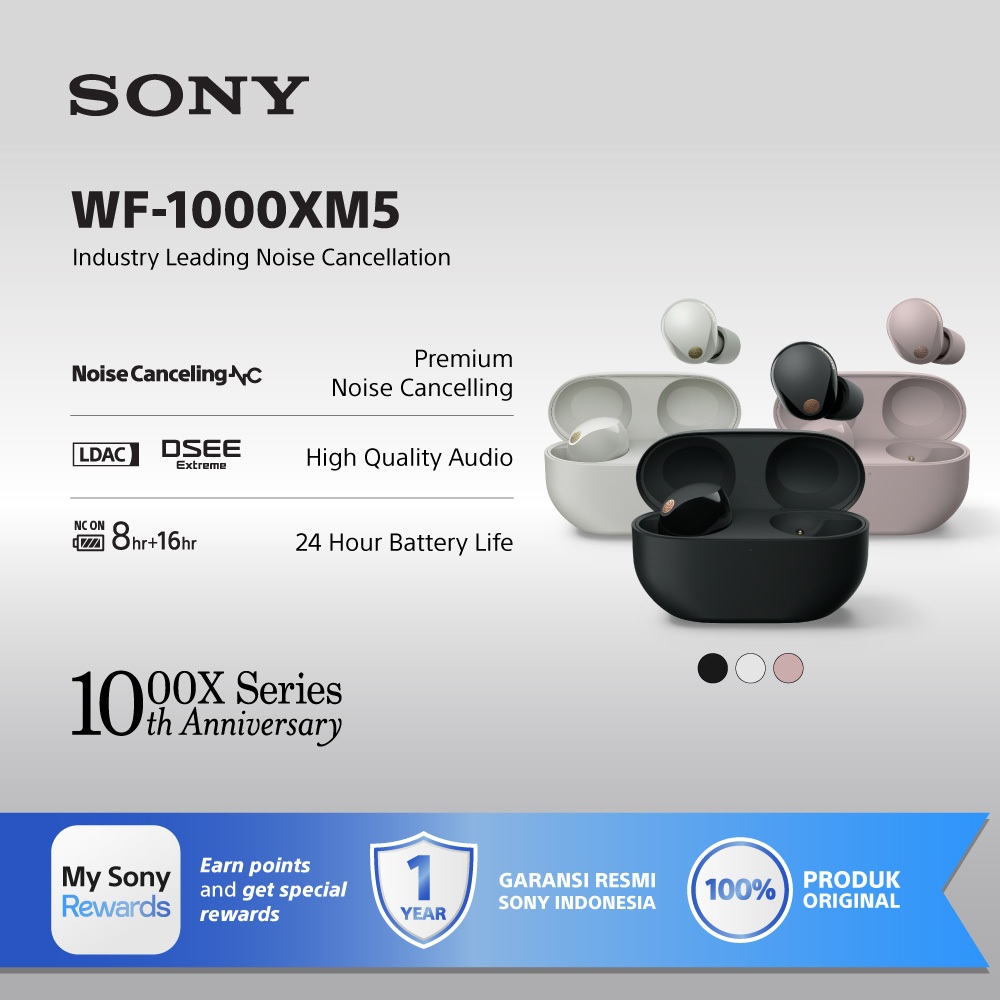 Sony WF-1000XM5 Earbuds Nirkabel Noise Cancelling - Sony Xperia