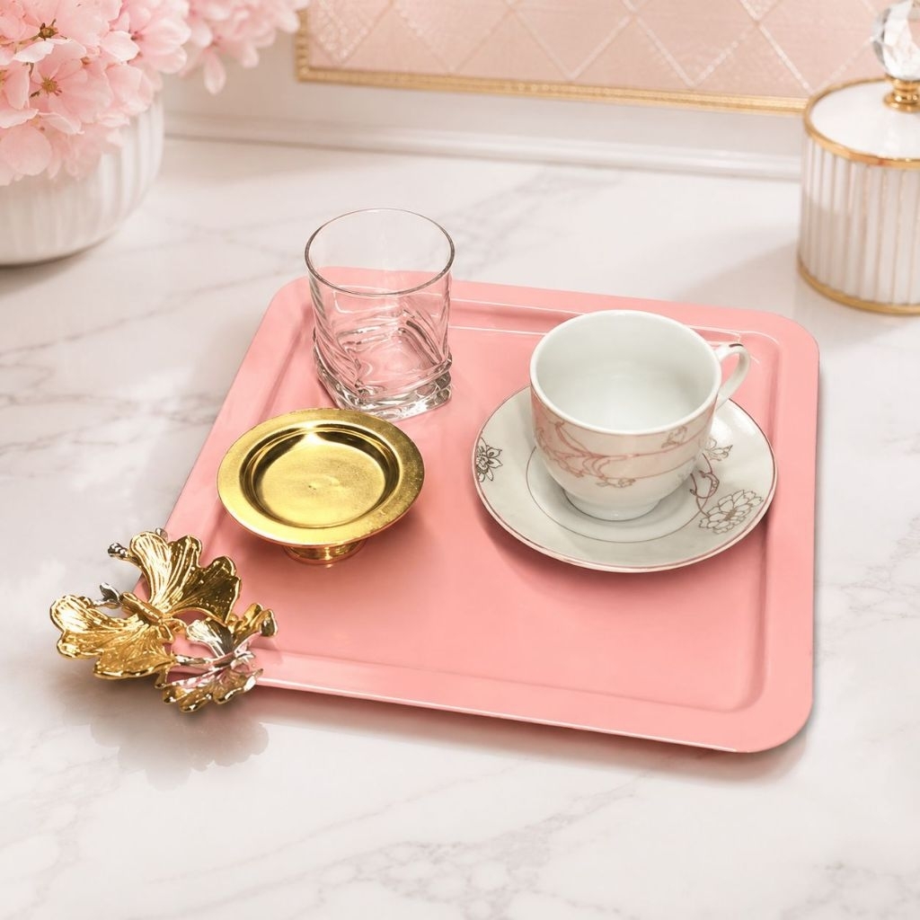Nampan turki kotak nampan kupu pink nampan putih nampan bulat pink Nampan Pink Gold