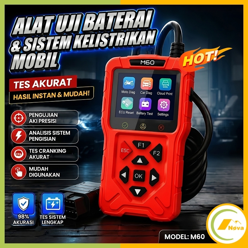 AXISMAX M60 Scanner Motor Injeksi & Mobil OBD2 Universal - Alat Diagnosa Kerusakan Reset ECU Tes Bat