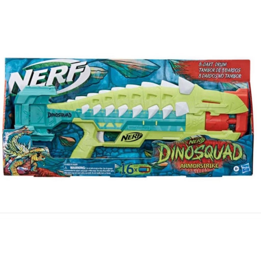 NERF DINOSAURUS ARMORSTRIKE 8-DART DRUM MAINAN ANAK PISTOL PISTOLAN PELURU GABUS ORIGINAL NERF HASBR
