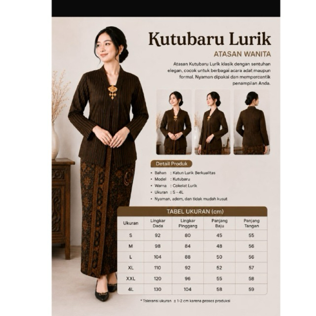 Baju Adat Jawa Wanita Lurik Modern Kutubaru – Busana Tradisional Elegan