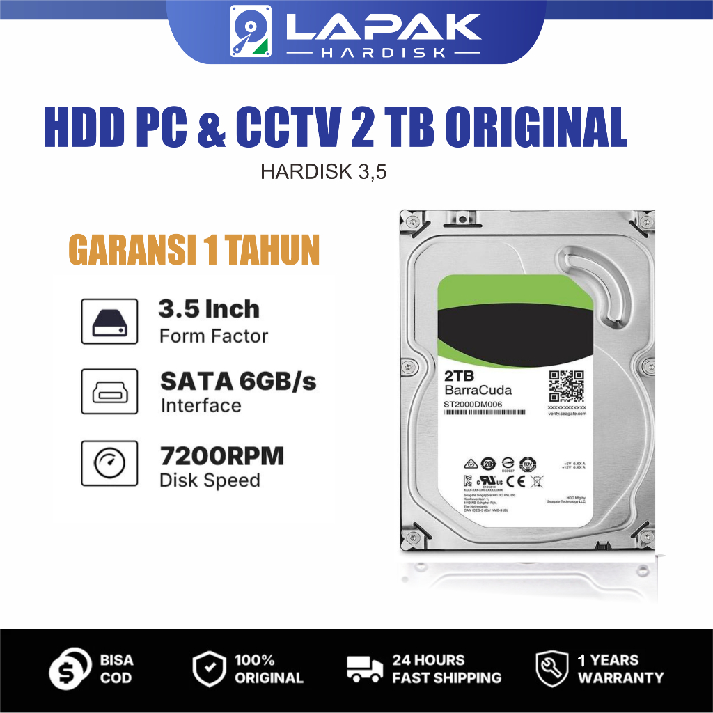HDD CCTV & PC HARDISK 2TB HARDDISK CCTV 2TB 2000GB