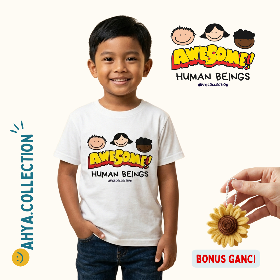 Baju Anak Laki Laki Kaos Anak Cowok Motif Kartun Awesome Human Beings Ahya Collection | Atasan Anak 