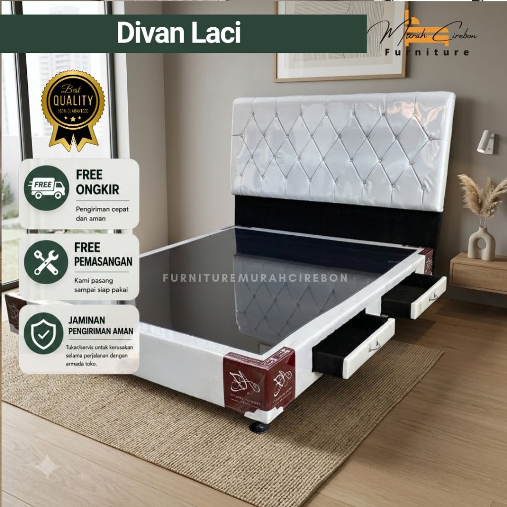 Divan Laci Minimalis - Divan Box Sandaran Satu Set - Ranjang Dipan Model Laci