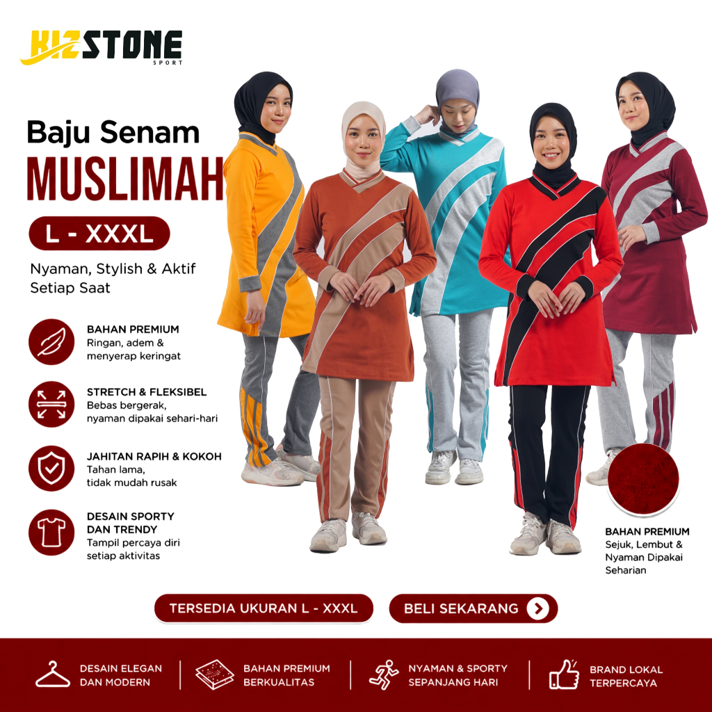 Baju Olahraga Syar'i | Baju Senam Muslimah | Set Baju Senam Wanita