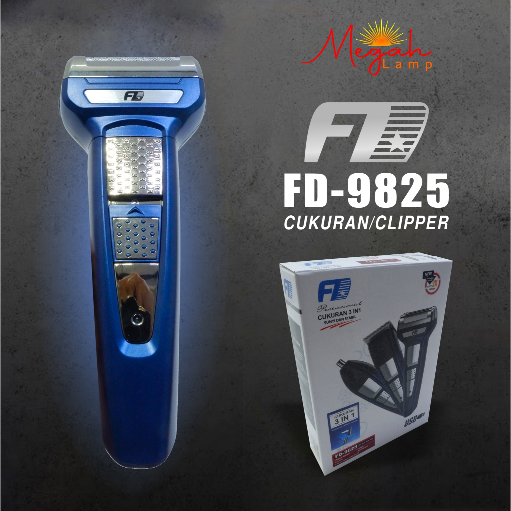 FD Clipper FD-9825 / Alat Cukur Rambut Proffesional / 3 in 1 Cukur Rambut Jenggot Hidung