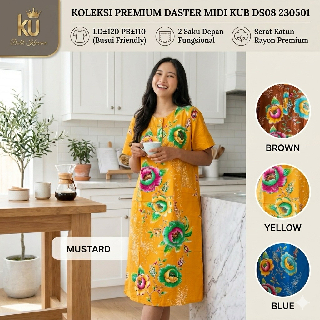 Daster Kencana Ungu Original Label Biru Lengan Pendek Wanita Kekinian Rayon Premium KUB DS08 230501 