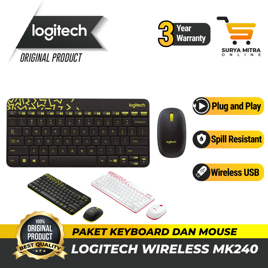 Keyboard Mouse Wireless Logitech MK240 / MK 240