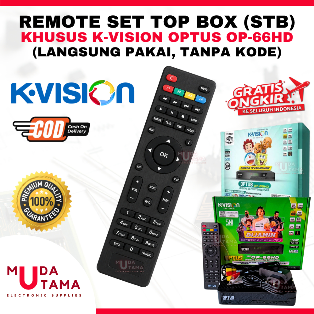 REMOT STB KVISION OPTUS OP66HD OTTIMO - REMOTE SET TOP BOX K-VISION OPTUS OP66-HD - REMOTE REMOT STB