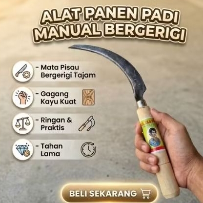 Alat panen padi manual bergerigi-alat pertanian