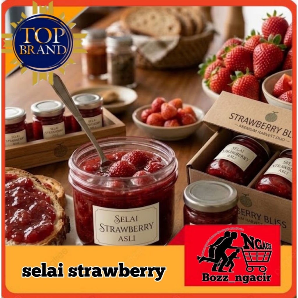 Selai strawberry Super Kenyal Manis 500g Kemasan Plastik Praktis Tahan Lama Varian Rasa Beragam Sela