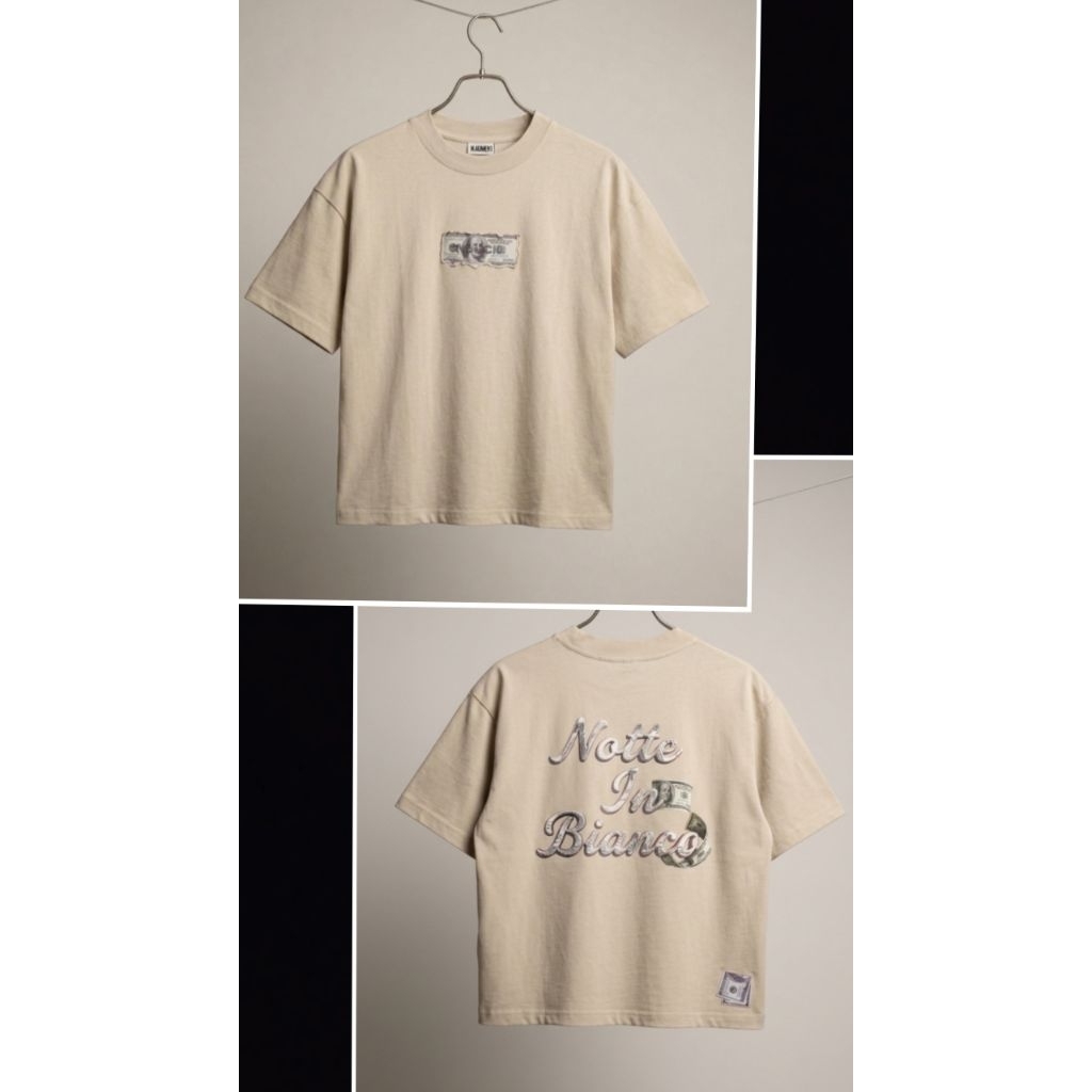 Kaos Boxy keren cream Notte In Bianco Dollar Up