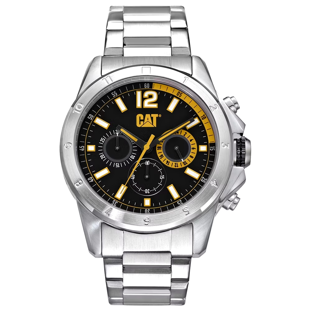 Original 100% Jam Tangan Pria CAT Big Twist 24 Chrono YW.143.11.137 Silver Black Stainless Steel Str
