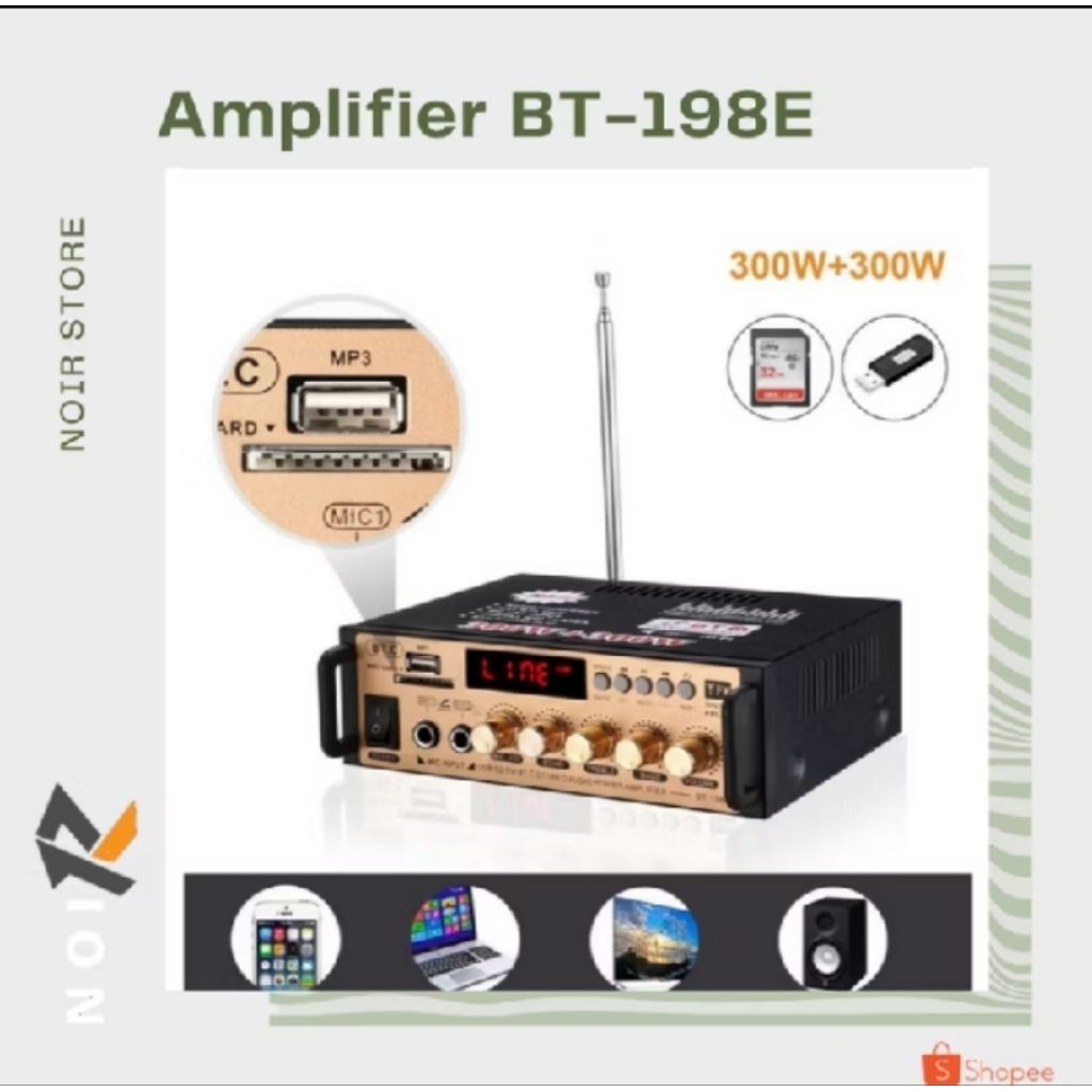 Power Amplifier Bluetooth MKC KIMISO 300+300 WATT BT-198E/Power Amplifier Bluetooth Karaoke MKC KIMI