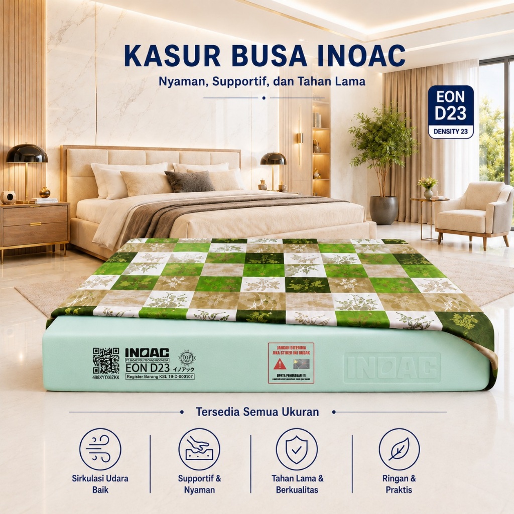 Kasur Busa Inoac 200x180x10 EON D23 Original Cover Bisa Diganti