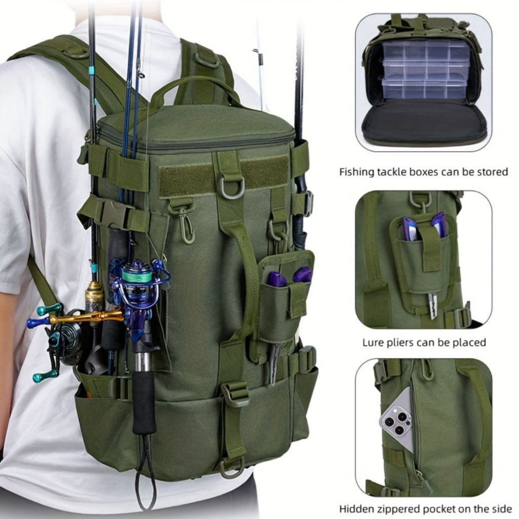 Tas Ransel joran Pancing Kapasitas Besar Multifungsi Tas Joran Pancing Waterproof Tas Pancing