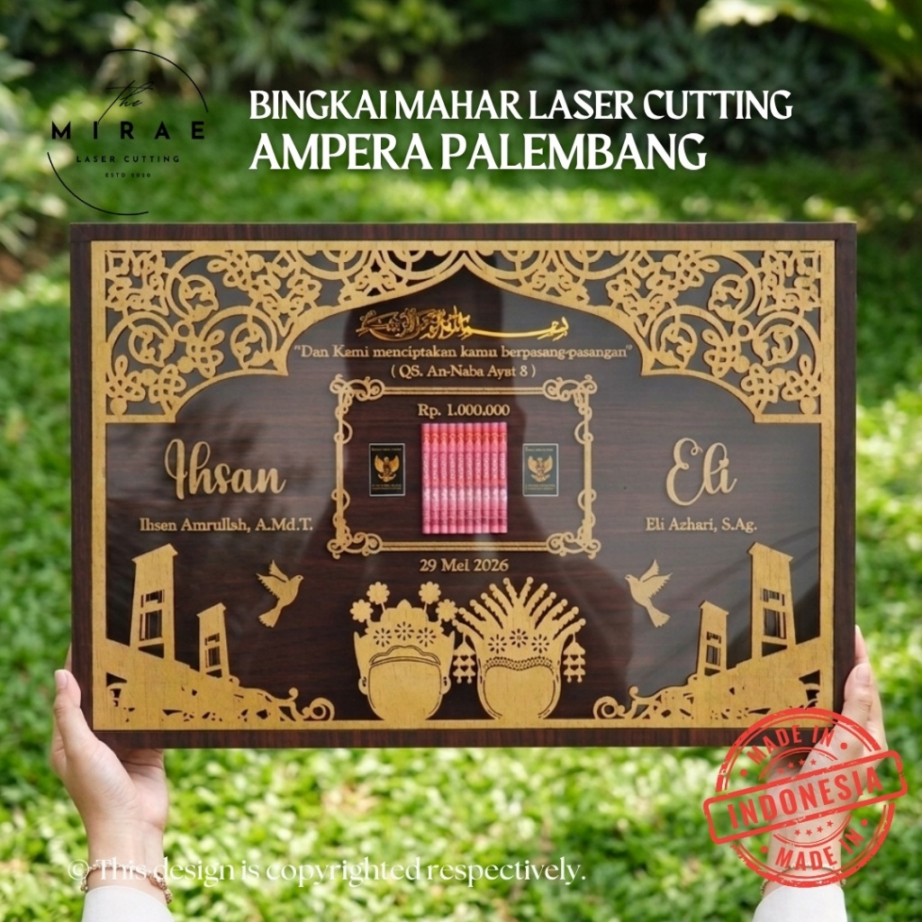 Mahar Laser Cutting Bingkai Mahar Pernikahan Mahar Palembang & Mix Budaya Lain 30x45cm