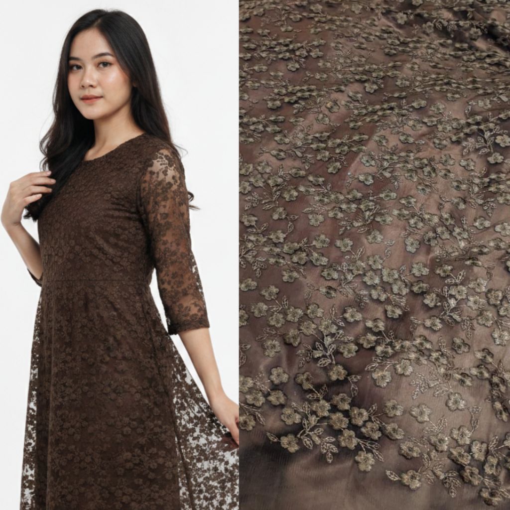 tile korea tile 3d kain kebaya gaun dress polos