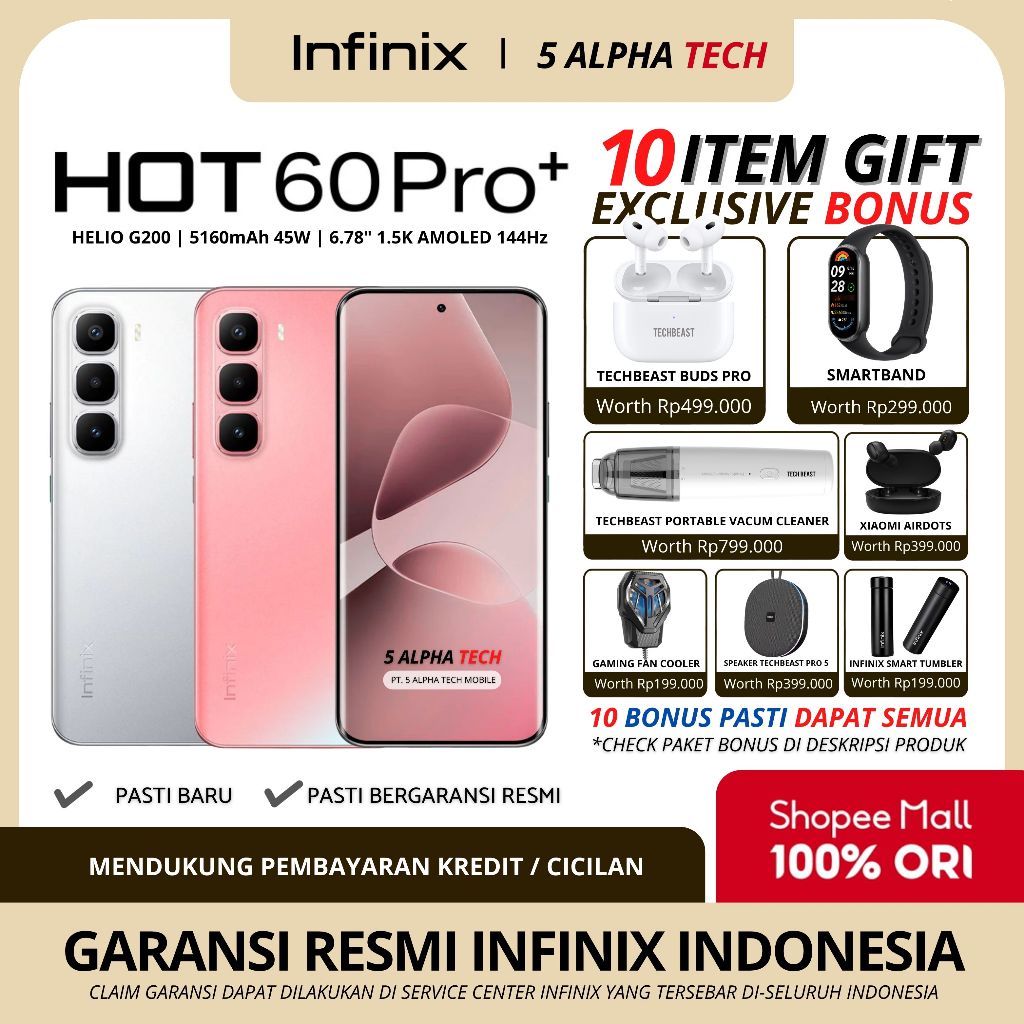 INFINIX Hot 60 Pro+ 8/256GB ( +8GB EXTENDED RAM ) Garansi Resmi Infinix