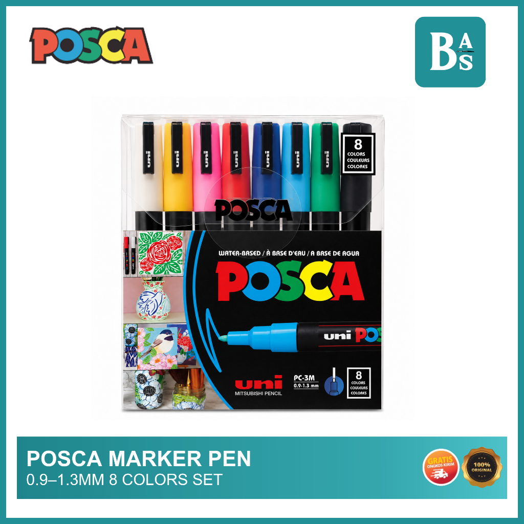 POSCA Marker Pen 0.9–1.3mm 8 Colors Set