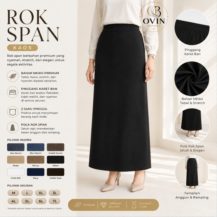ROK SPAN KNITTED / ROK SPAN PANJANG STRETCH / Rok Rajut Korea Style / ROK SPAN DENIM POLOS / LONG BA
