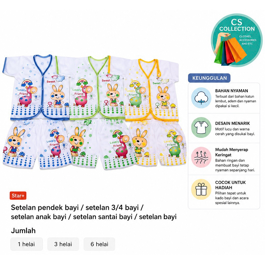 Setelan pendek bayi / setelan 3/4 bayi / setelan anak bayi / setelan santai bayi / setelan bayi