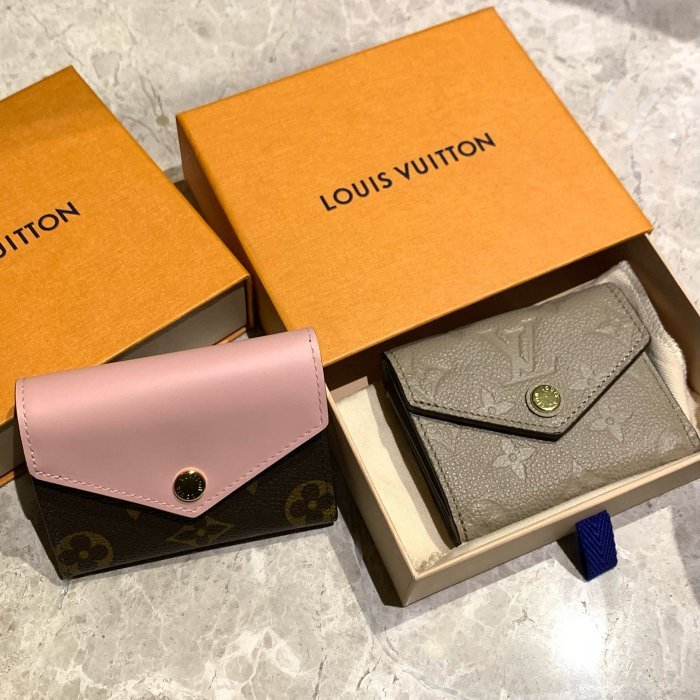 Tas tangan wanita Louis Vuitton ZOE bekas dari Prancis, warna abu-abu gajah, berbahan kulit sapi gra