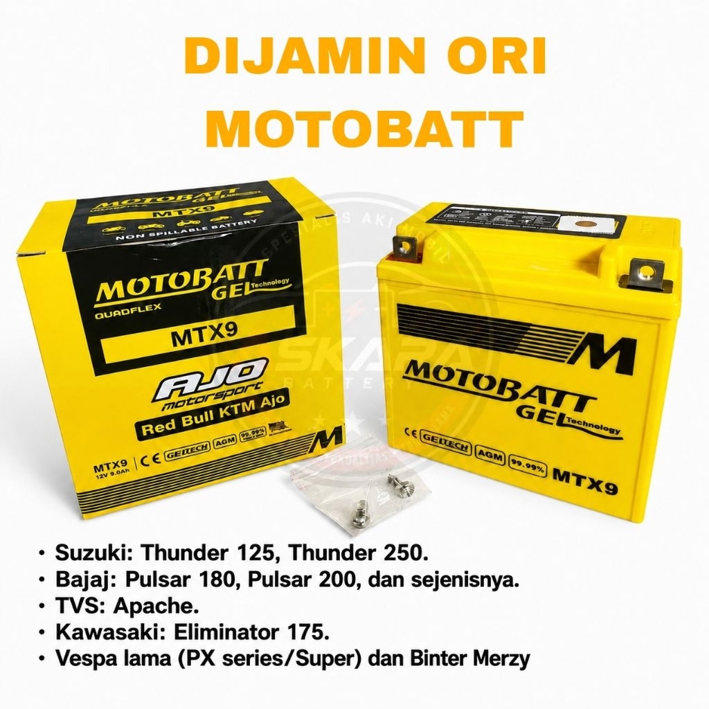 Dijamin ORI AKI MOTOR SUZUKI THUNDER 125 FULSAR MOTOBATT AKI GEL/AKI KERING 9 AMPERE MTX9