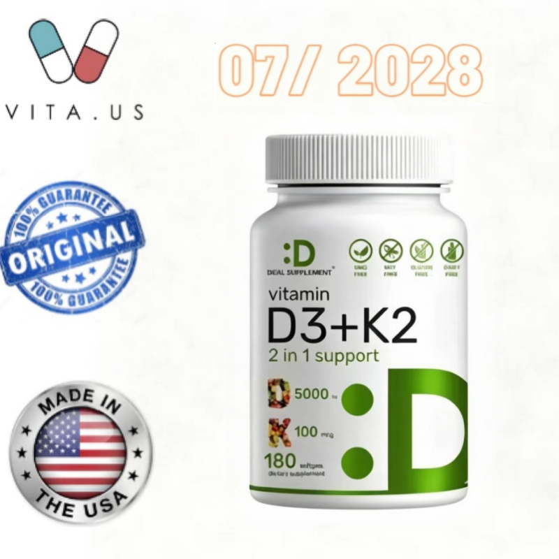 Deal Supplement Vitamin D3 K2 2-1 Complex, Vitamin D3 5000 IU & Vitamin K2 MK7 - 180 & 250 Softgels