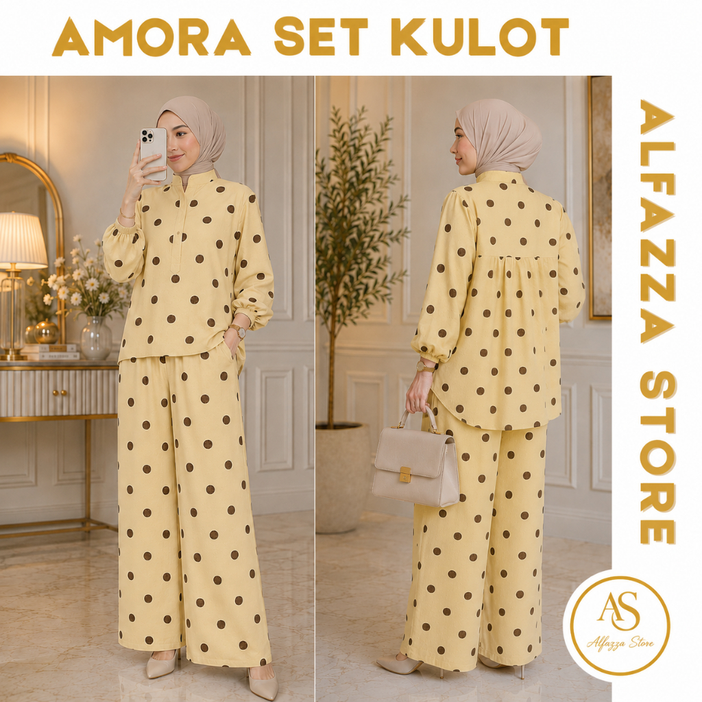 Amora Set Kulot Wanita Premium | Setelan Kulot Loose Fit Kekinian | Baju Wanita Muslimah Elegan Dail