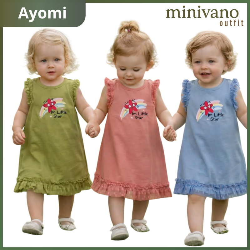 Ayomi Dress Tile Motif Little Star - Baju Dress Bayi & Anak