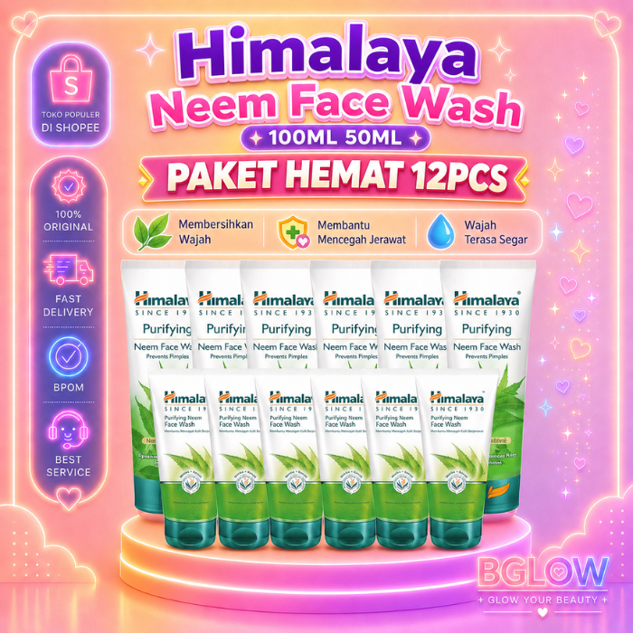 [ISI 12PCS] BUNDLE Himalaya Neem Face Wash 100ML 50ML |  Sabun Wajah / Facial Foam | Cuci Muka Untuk