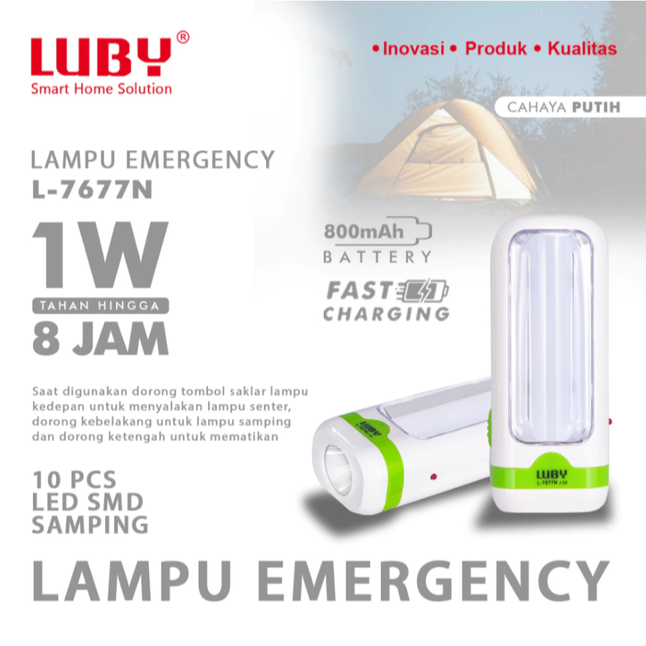 Senter Lampu Emergency Luby L-7677 / Senter Tangan Cahaya Putih L7677