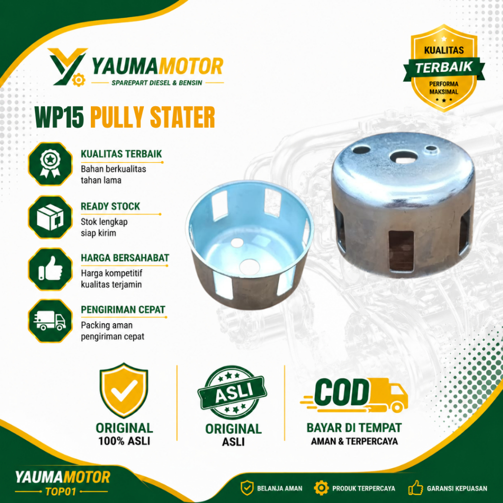 Pully Starter Cup WP15 / Mangkok Tarikan Starter Mesin Pompa Air Alkon Mini 1.5 Inch Kualitas Premiu