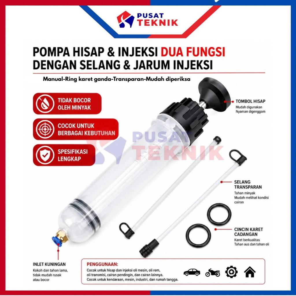 Oil Extractor Oli Mobil Motor Mesin 200cc/500cc Pompa Tangan Ekstraktor Cairan Oli