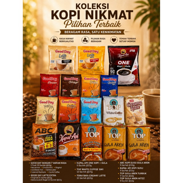 KOPI INSTAN Sachet  minimal 5 Pack (9/10sachet)