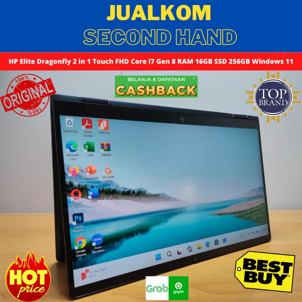 Laptop Second Berkualitas Laptop Bekas 2 in 1 Touchscreen HP Elite Dragonfly 2 in 1 Touchscreen Core