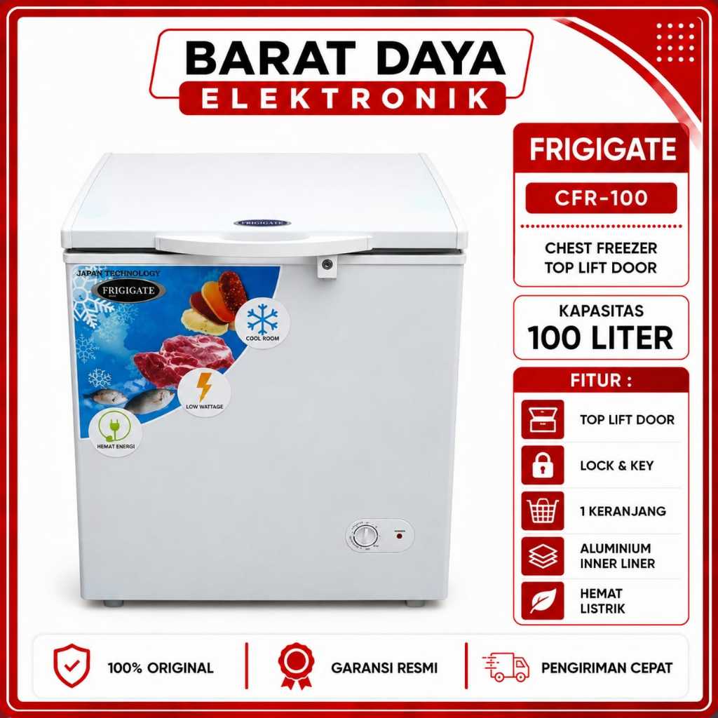 Freezer Frigigate CFR 100 Frigigate Chest Freezer Putih Lembari Pembeku Makanan