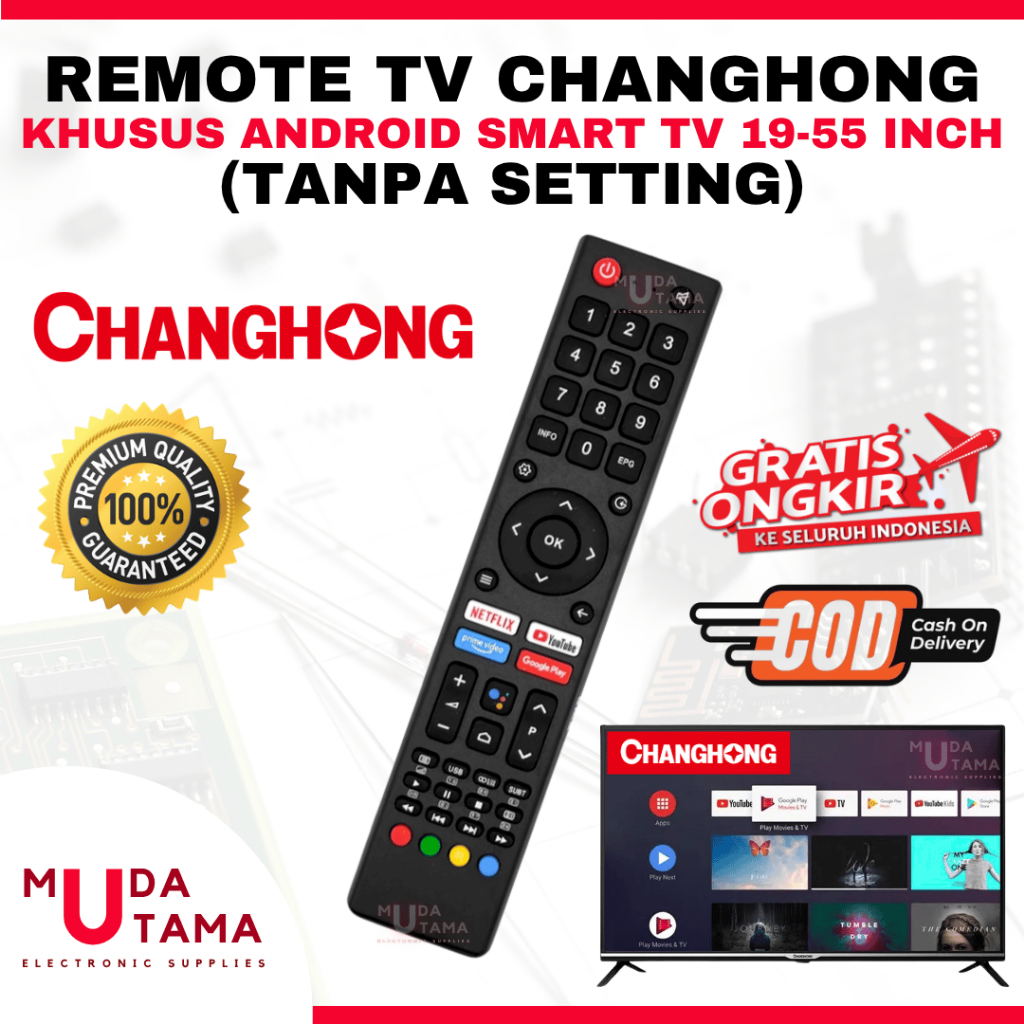 Remote ANDROID SMART TV CHANGHONG 19-55 Inch - Remote TV SMART CHANGHONG - Remote TV ANDROID CHANGHO