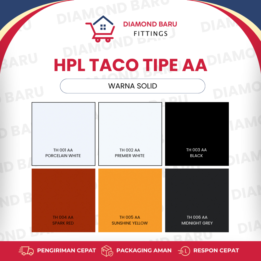 HPL TACO TIPE AA WARNA SOLID Pelapis Furniture dan Interior